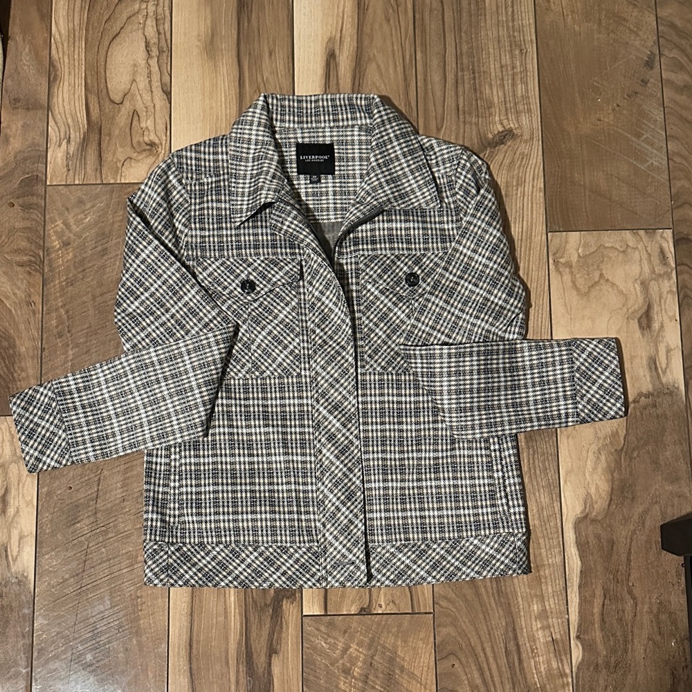 NWOT Liverpool Black and White Plaid Jacket